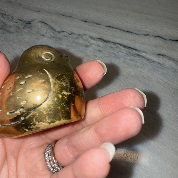 Vintage Mini Bird Sparrow 2.5" Brass Figurine Desk‎ Paperweight - Picture 8 of 9